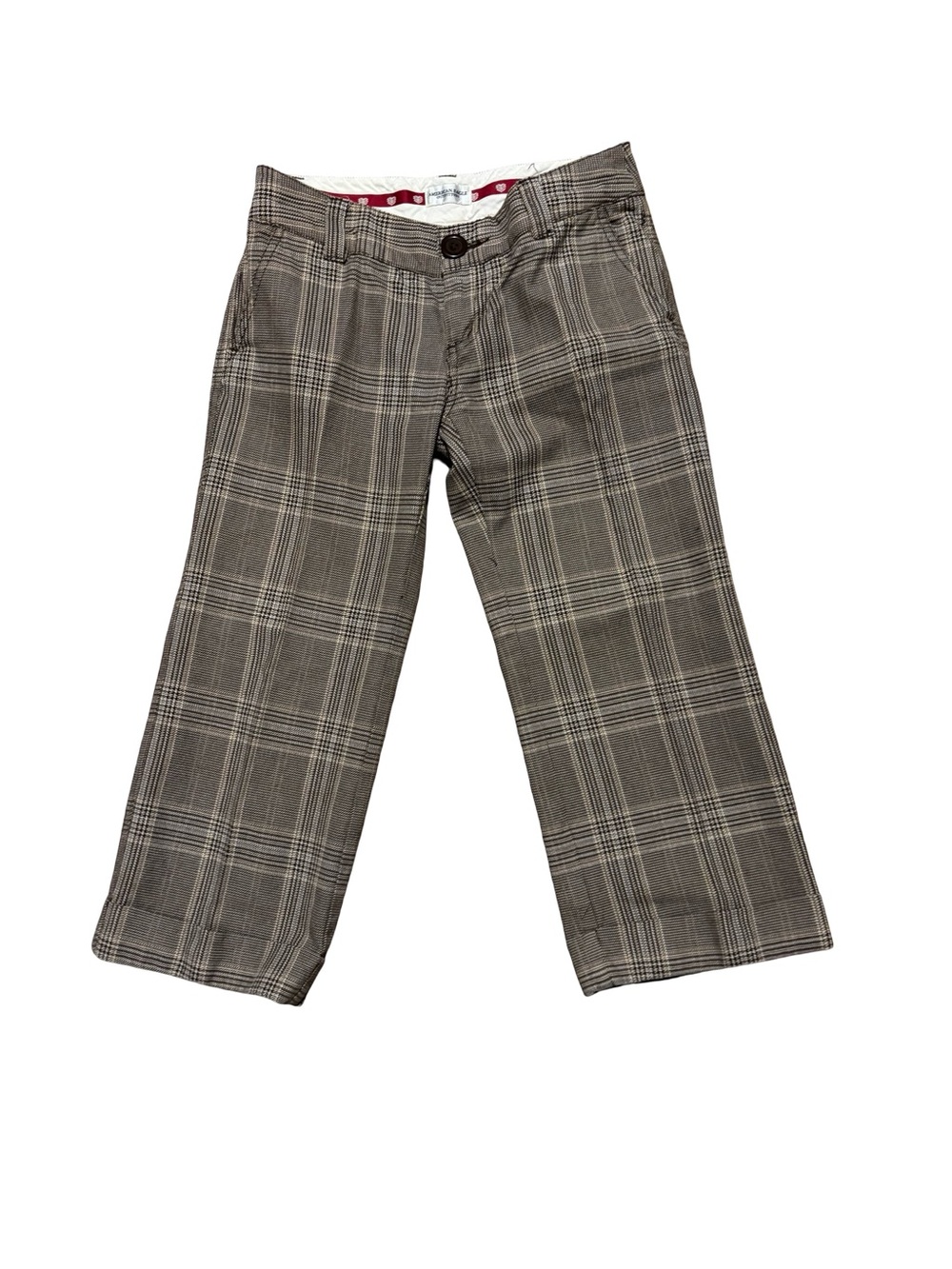 American Eagle Y2K Preppy Dark Academia Tan Brown Plaid Capri Dress Pants Size 0